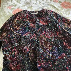 Classic Black velvet jacket with multi colored ditzy print